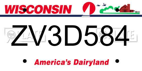 ZV3D584 Wisconsin License Plate