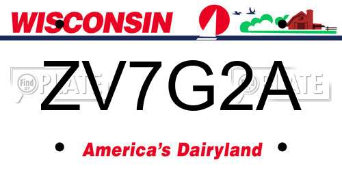 ZV7G2A Wisconsin License Plate