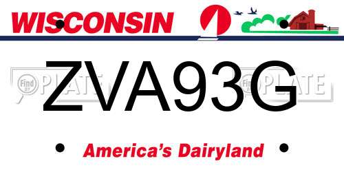 ZVA93G Wisconsin License Plate