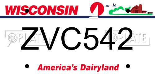 ZVC542 Wisconsin License Plate