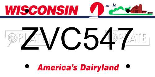 ZVC547 Wisconsin License Plate