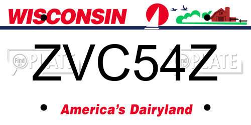ZVC54Z Wisconsin License Plate