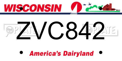 ZVC842 Wisconsin License Plate
