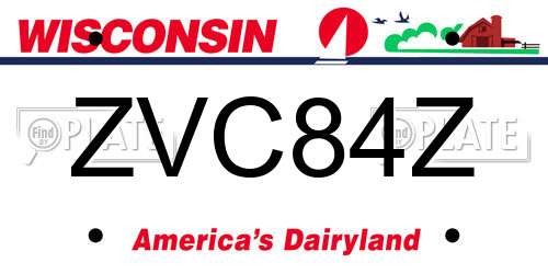 ZVC84Z Wisconsin License Plate