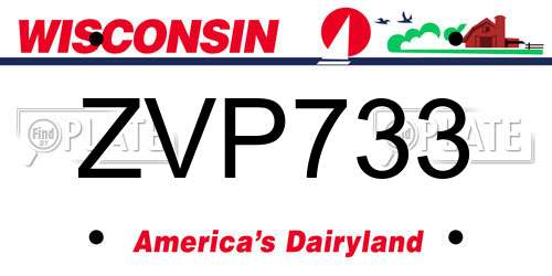 ZVP733 Wisconsin License Plate