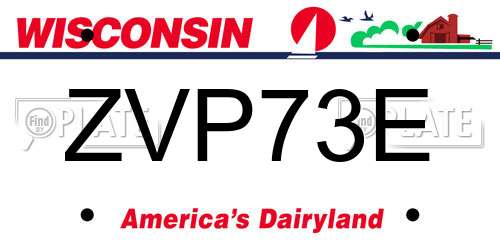 ZVP73E Wisconsin License Plate
