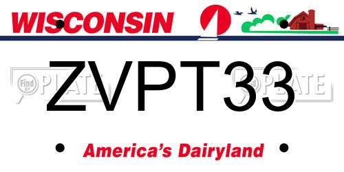 ZVPT33 Wisconsin License Plate