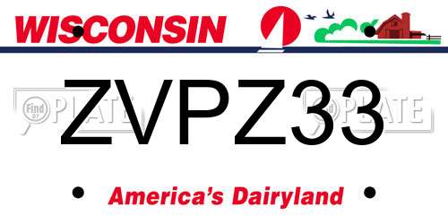 ZVPZ33 Wisconsin License Plate
