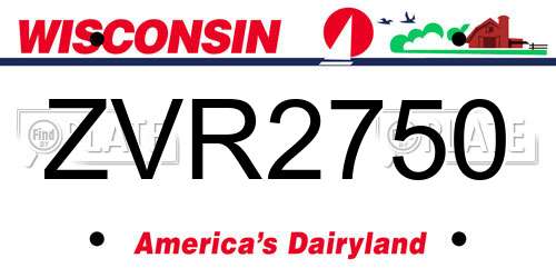 ZVR2750 Wisconsin License Plate
