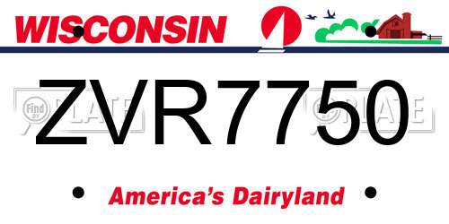 ZVR7750 Wisconsin License Plate
