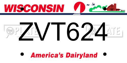 ZVT624 Wisconsin License Plate