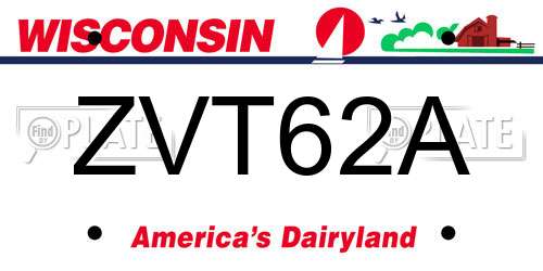 ZVT62A Wisconsin License Plate