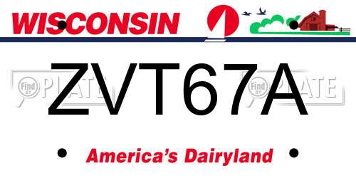 ZVT67A Wisconsin License Plate