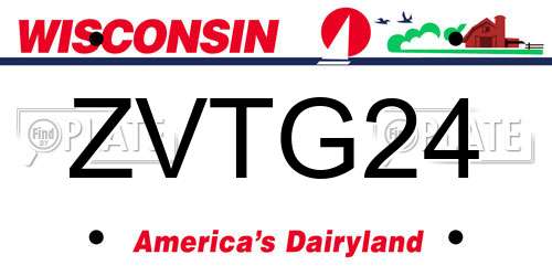 ZVTG24 Wisconsin License Plate