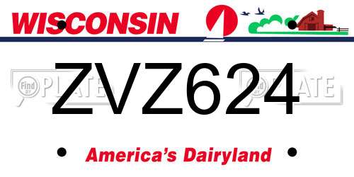 ZVZ624 Wisconsin License Plate