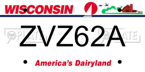 ZVZ62A Wisconsin License Plate