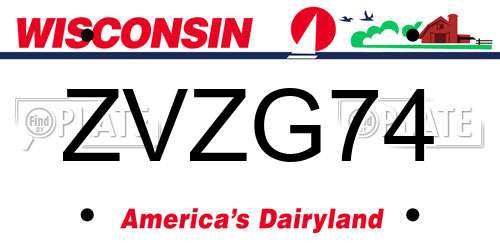 ZVZG74 Wisconsin License Plate