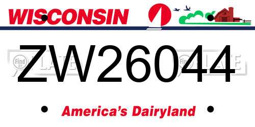 ZW26044 Wisconsin License Plate