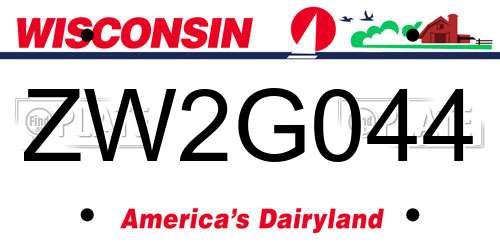 ZW2G044 Wisconsin License Plate