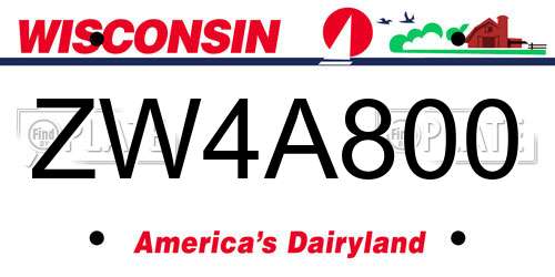 ZW4A800 Wisconsin License Plate