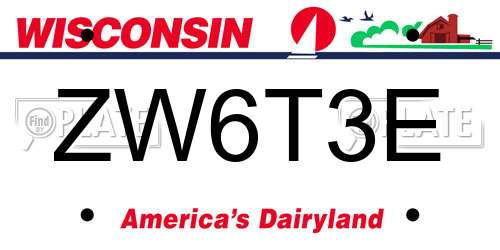 ZW6T3E Wisconsin License Plate