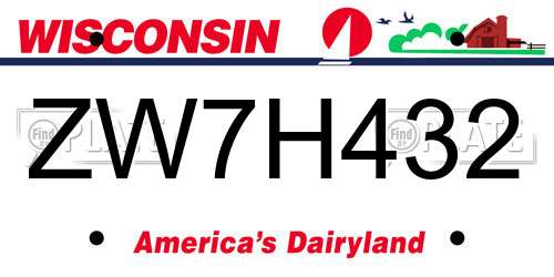 ZW7H432 Wisconsin License Plate
