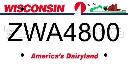 ZWA4800 Wisconsin License Plate