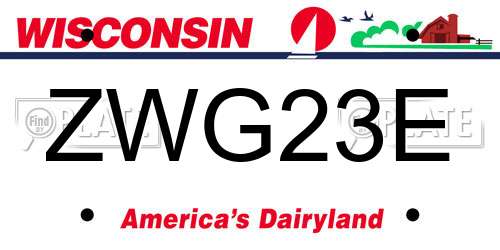 ZWG23E Wisconsin License Plate