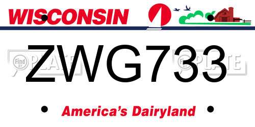ZWG733 Wisconsin License Plate