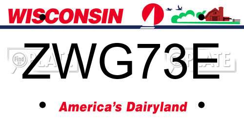 ZWG73E Wisconsin License Plate
