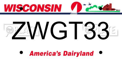 ZWGT33 Wisconsin License Plate