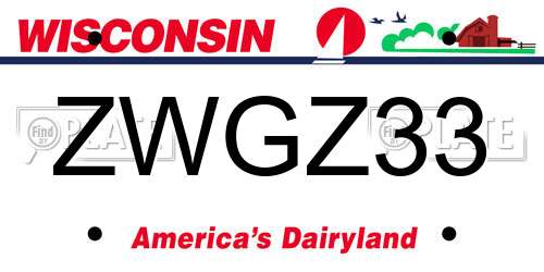 ZWGZ33 Wisconsin License Plate