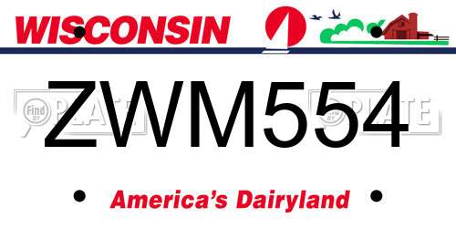 ZWM554 Wisconsin License Plate
