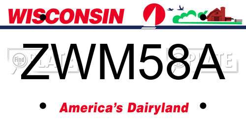 ZWM58A Wisconsin License Plate