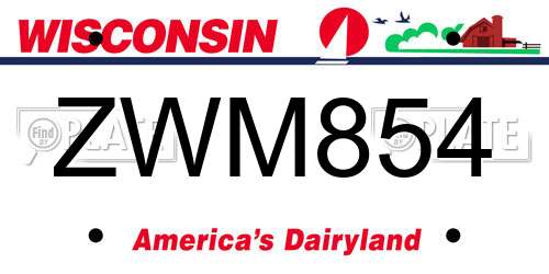 ZWM854 Wisconsin License Plate
