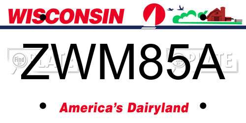 ZWM85A Wisconsin License Plate