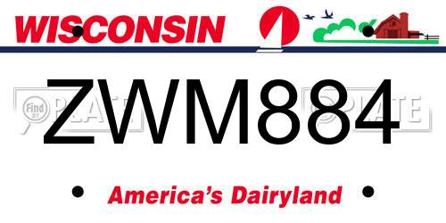 ZWM884 Wisconsin License Plate