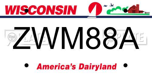 ZWM88A Wisconsin License Plate
