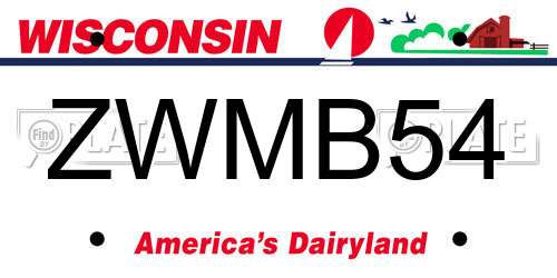 ZWMB54 Wisconsin License Plate