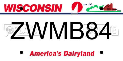 ZWMB84 Wisconsin License Plate
