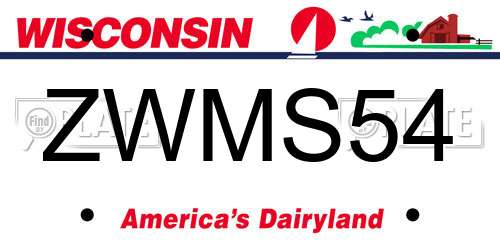 ZWMS54 Wisconsin License Plate