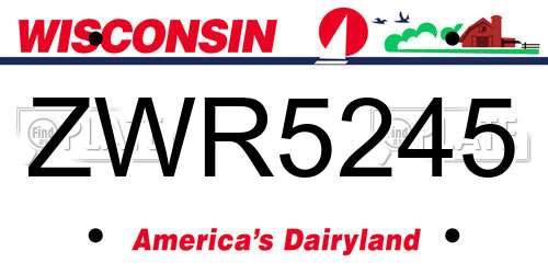 ZWR5245 Wisconsin License Plate