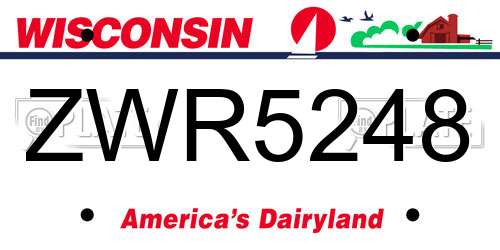 ZWR5248 Wisconsin License Plate