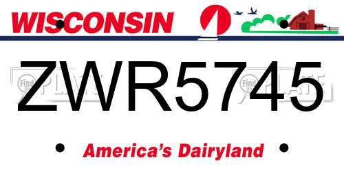 ZWR5745 Wisconsin License Plate