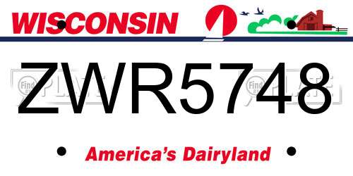 ZWR5748 Wisconsin License Plate
