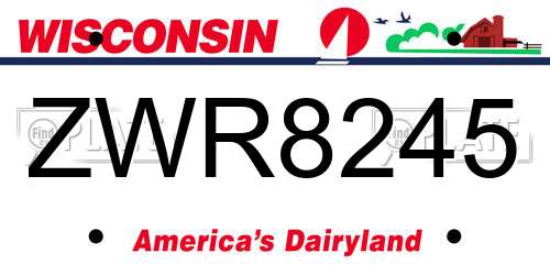 ZWR8245 Wisconsin License Plate