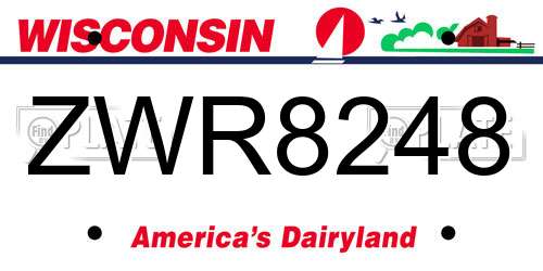 ZWR8248 Wisconsin License Plate
