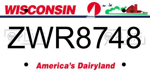 ZWR8748 Wisconsin License Plate