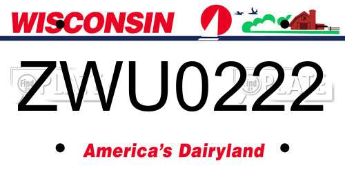 ZWU0222 Wisconsin License Plate