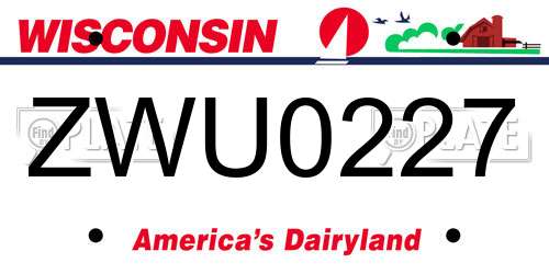 ZWU0227 Wisconsin License Plate
